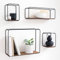 Kazai. Mensole da Muro Design -Jona- | Scaffale Metallo a 4 Parti con Impiallacciatura in Vero Legno | Decorazione della Parete, Libreria Scaffale, per Camera da Letto, Bagno, Cucina | Noce