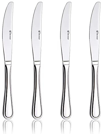 HISSF Dinner knife 4 Pieces Stainless Steel Butter Knife Set, Silver