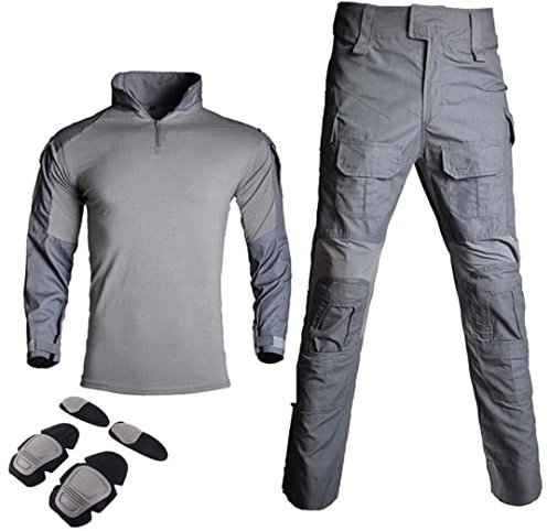 Jagdanzug Camouflage Tactical Uniform Army Combat Sets Airsoft Paintball Cargo Hose, G3 GRAY, M