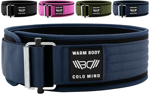 WARM BODY COLD MIND Premium Gewichthebergürtel aus Hochwertiger Nylon für Krafttraining - Gym Gürtel für Gewichtheben, Bodybuilding, Fitness, Weight Lifting Belt für Damen und Herren (Marine, XL)