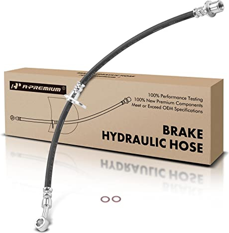 A-Premium Front Driver or Passenger Brake Hydraulic Hose Compatible with Select Honda and Acura Models - Odyssey 1999-2004, Pilot 2003-2008, MDX 2001-2002 - Replace# 01464S0X000