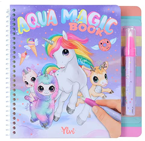 Depesche 12097 Ylvi Aqua Magic Book- Malbuch mit versteckten Einhorn-Motiven, Kreativbuch mit 5 wiederbemalbaren Seiten und einem Wasserstift