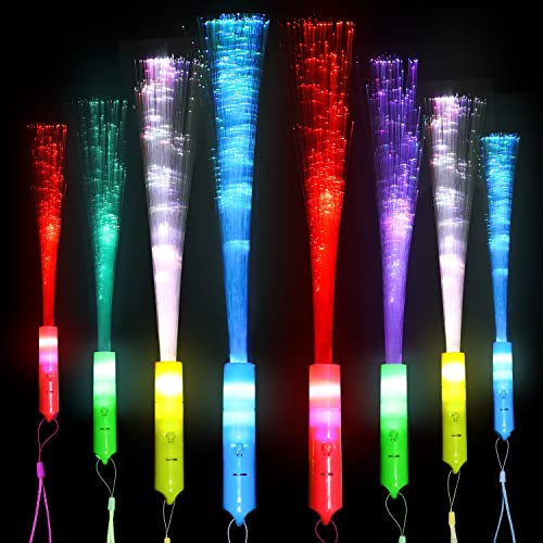 VEYLIN Fiber Optic Wand,8 Pieces Glow Fiber Wands Stick With 3 Flashing Models for Kids Birthday Wedding Party