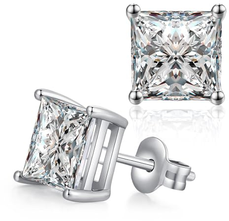 Orecchini a Bottone Zirconi Cubici in Argento Sterling 925 Diamanti Simulati Ipoallergenici Orecchini Rotondi CZ Piercing Cartilagine Gioielli Regali per Donne Uomini 8 mm