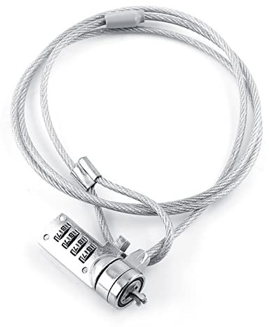 KOSDFOGE Laptop Lock, Notebook Laptop Candado de Combinación Protecciones de Contraseña de 4 Dígitos Cadena de Cable Disuasión de Robo Bloqueo de Seguridad de Combinación para PC Portátil