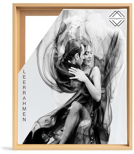 rahmengalerie24 Bilderrahmen Leerrahmen für Leinwand Bilder auf Keilrahmen | Format 60x80 cm in Buche Holz Optik