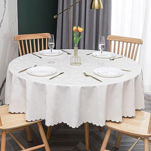XQSSB Tischdecke Tischwäsche Tischtücher Wasserabweisend Anti Hot Scratch Tischdecke Wachstuchdecke EIN Weißer Kreis Durchmesser 280cm