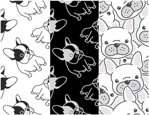 Heko Panels Oxford Stoff Panel Wasserdicht Mit 3 Mustern Canvas-Stoff Polyester Stoff Zum Nähen Nähstoffe Dekostoffe Wasserabweisend Blickdicht 121,5 x 153 cm Hunde Französische Bulldogge