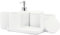 ZCCZ - Set di 6 accessori da bagno bianchi - Portaspazzolino, dispenser di sapone per lozione, 2 dispenser porta Qtip, vassoio da toeletta, bicchiere da bagno - Organizer decorativo da banco