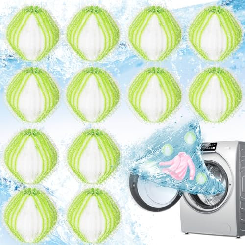 12 Stücke Tierhaarentferner Waschmaschine,Wiederverwendbar Fusselbälle Waschmaschine,Katzenhaarentferner Waschmaschine Haarfänger Waschmaschine für Entfernt Tierhaare Fusseln(Grün)