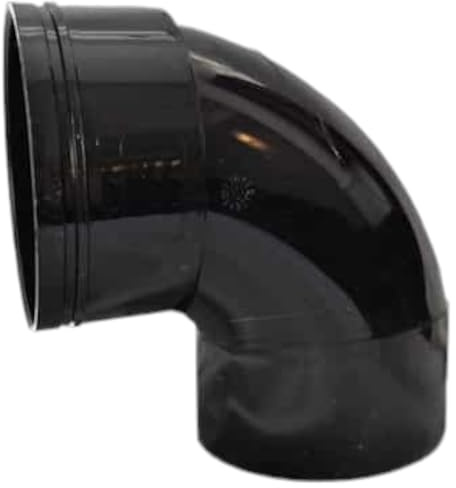Duraplast UK™ Solvent Soil Waste 110mm 90 Degree Elbow Bend | Black | Single Socket | for 4 Inch Waste Pipe | Glue for Permanent Seal | No Rubber or Pushfit | Underground or Above Ground Drain