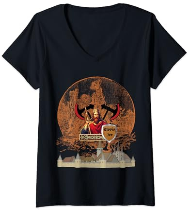 Femme Clovis Ier T-Shirt avec Col en V