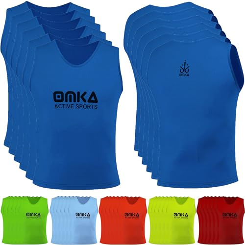 OMKA 6 Stück (6er-Set) Fußball Leibchen Lätzchen Trainingsleibchen Markierungshemd Fußballleibchen für Kinder Jugend und Erwachsene |
