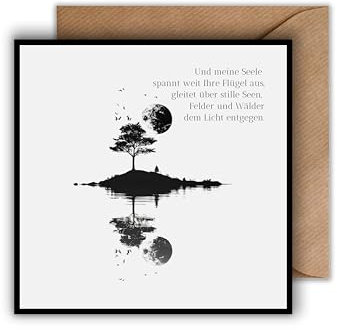 Trauer Karte mit Umschlag - einfühlsame Trauerkarte Einsame Insel mit Spruch aufrichtige Kondolenzkarte besinnliche Beileidskarte Gedenkkarte Beileid Trauerfeier Beerdigung Anteilnahme (125 x 125 mm)