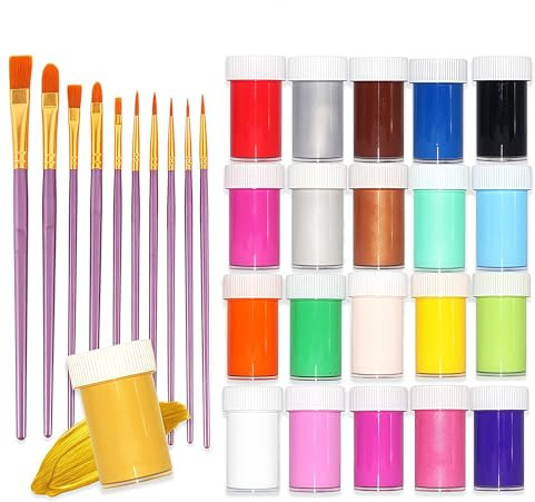 LiBozd Acrylic Paint Set, 21 x 20 ml, Acrylic Paints for Stones, Wood, Paper, Canvas, Waterproof, Outdoor Use