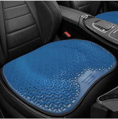 MSDDWL Autositzbezug Kühlendes Gel-Sitzkissen Fürs Auto Lendenwirbelstütze 3D-Design Kühles Und Atmungsaktives Auto-Home-Office-Stuhlkissen Autozubehör Autositzkissen(Blue Cushion)
