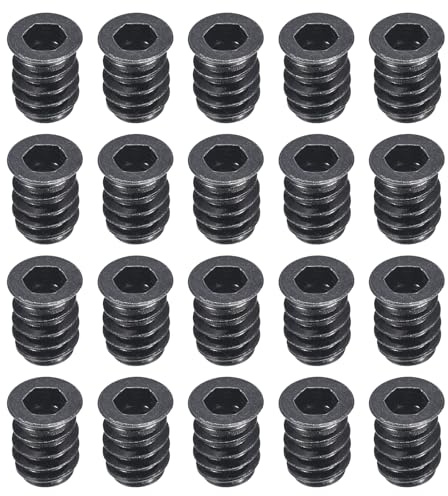uxcell 50Pcs Threaded Inserts, M6-1x15 Zinc Plated Carbon Steel Hex Socket Drive Screw-in Nut Threaded Inserts for Wood Working Tools and Accessories