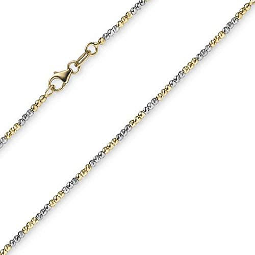 1,8mm Kette Collier Kugelkette diamantiert aus 750 Gold Gelbgold Weißgold 50cm