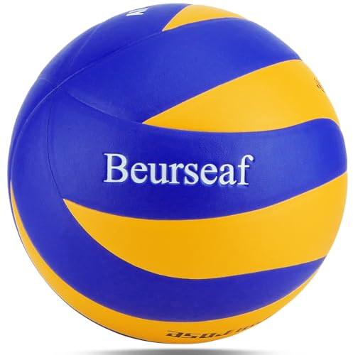Beurseaf Volleyball, Soft Touch Beachvolleyball, Sports Volley Ball, offizielle Größe 5 Indoor & Outdoor Indoor Outdoor Volleybälle (Blau & Gelb-1)