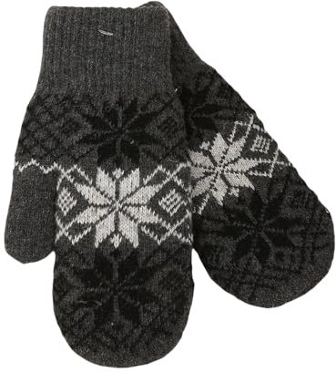JINZIJINYU Winter Strickhandschuhe Damen Kältebeständige Fingerhandschuhe Aus Jacquard Für Die Wintersaison Aus Wolle Schwarz Und Grau