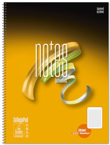 Staufen Advanced Collegeblock - 3 Blöcke à 80 Blatt, DIN A4, LIN Notes | 70 g/m²Qualitätspapier ausgezeichnet mit dem EU Ecolabel, praktische und durchdachte Lineaturen, DIN A4