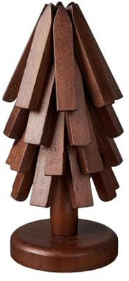 Trivets for Hot Dishes - Tree Washer Set, Wooden Pinwheel Coaster Set with Stand for Easy Storage - for Fondue pots, Pans, Bowls, teapots, Warming Trays - Versatile Decorations (A Walnut 4 pcs)