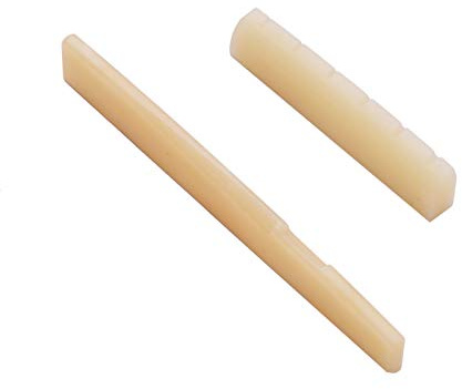 2pcs 6 String Akustische Gitarrenknochenbrücke Sattel und Nuss Real Bone Gitarre Nuts Sattel Feines Accessoires Verstärkte Resonanz (Kamelknochen)