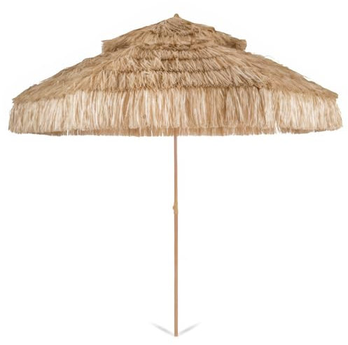 ZIHQRgE Parasol de Chaume Parasol de Plage Hawaïen à 8 Baleines, 280 cm, Protection UV, pour Jardin, Piscine, Terrasse, Marché