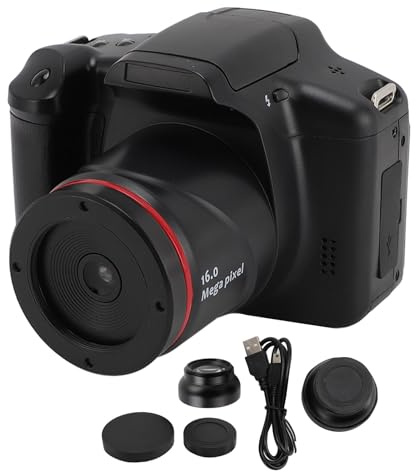 Fotocamera Digitale per Fotografia Automatica con Ingrandimento, Fotocamera da Vlogging da 16 MP con Schermo di Lancio a 180 ° da 2,4 Pollici, Fotocamera Compatta da 16x