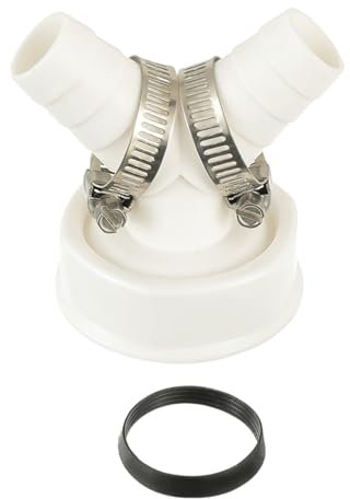 HUAREW Raccordo Scarico per Lavatrice e per Lavastoviglie con Ingresso 19-24 mm e Uscita DN 40 tubo, Connettore Set Include 2 Pezzi Fascette Metalliche 20-32 mm