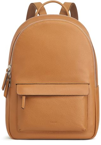 S-ZONE Sac à dos en cuir véritable pour femme, sac à dos de voyage, sac à dos classique, sac à bandoulière pour travail, sac à dos d'affaires, sangles réglables, taille M, marron, M