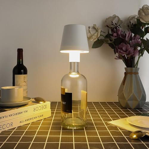 Eaxus BottleGlow LED Flaschenaufsatz | Tischleuchte mit Akku | Touch Lampe mit 3 Lichtmodi (Warmweiß/Tageslicht/Kaltweiß) | USB-Aufladung | dekorative Flaschenlampe
