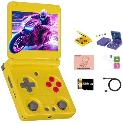 RCXTechPro RG34XX SP Console di gioco retrò portatile, con scheda 256G precaricata 11000 giochi, schermo IPS da 3,4 pollici Sistema Linux portatile Supporto arcade 30+ simulatori per adulti