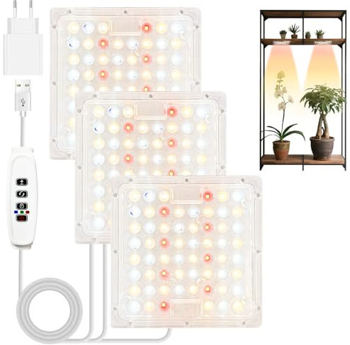 Pflanzenlampe LED Vollspektrum mit 3/9/12 Hr Timer, 180LEDs Pflanzenlicht für Zimmerpflanzen Pflanzenleuchte Wachsen licht, 10 Helligkeit, 3 Farbmodi, Vollspektrum Pflanzenlicht für Zimmerpflanzen
