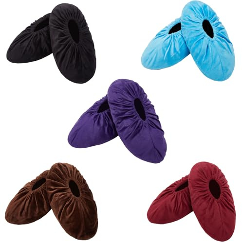 LAKE OF FIRE 5-Pair Reusable Shoe Covers, Non-Slip, Washable, and Thickened Boot Covers for Floor and Carpet Protection