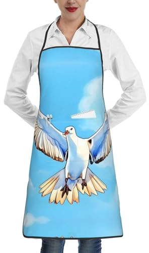 WXCJWD Gaviotas en vuelo para hombre y mujer, delantal de trabajo impermeable para cocinar, asar, jardinería, carpintería, ajustable