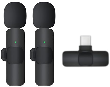 Wireless Lavalier Microphone, Compatible with iPhone & Type-C Devices, Noise Reduction, Clip-on Mic for Video Recording Tiktok Youtube Vlog Podcast Content Creator (Black)