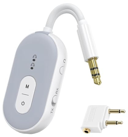 Ujjdwiurgh Receptor transmisor de audio Bluetooth 5.3 2 en 1, receptor transmisor Bluetooth para TV, PC, gimnasio, interruptor estéreo de coche/hogar