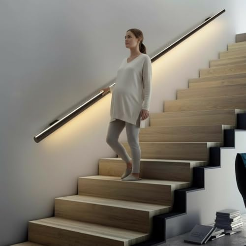 LED-Treppengeländer, Wandmontiertes Treppengeländer Für Den Innenbereich, Sicherheitsgriff Mit Bewegungserkennung, Wandgriff Mit Einstiegshilfe, Flurleuchte Für Villen(White light-1.6m/5.24ft)