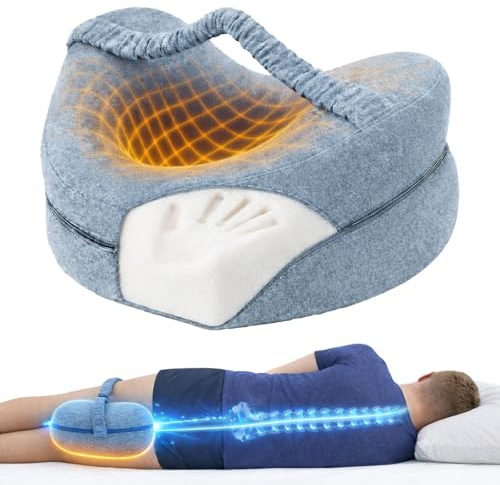 HHSME 2026 Upgraded Leg Pillow for Side Sleeping with Strap, Knee Pillow Between Legs for Nighttime Sleep, Sciatica Support for Lower Back, Knees, Joints & Spine, Post-Surgery Alignment Pillow