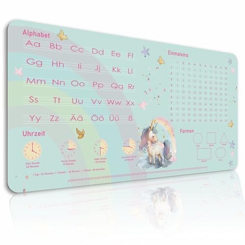 Schreibtischunterlage Kinder abwischbar 80x40 cm Lernunterlage Schreibtisch Unterlage & Tischunterlage Schreib-Tisch Deskmat & Unterlage Robuste Malunterlage Schreibtisch Unterlegmatte (Einhorn)
