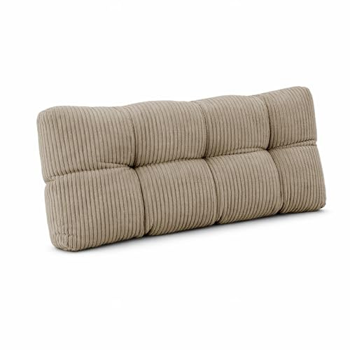 POKAR Palettenkissen Rückenkissen 120x40x12 cm aus Cordstoff | Gestepptes Rückenlehne für Europalettenmöbel | Loungekissen für Palettensofa und Gartenmöbel | Oeko-TEX | Made in EU | Beige
