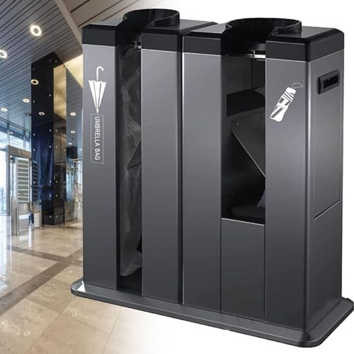 Macchina imballatrice automatica per ombrelli bagnati con doppie fessure, supporto per dispenser per ombrelli, include 500 sacchetti lunghi e 500 corti, oro