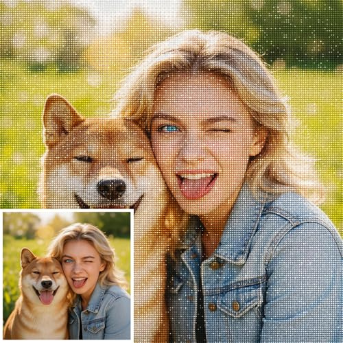 JIOJOG Diamond Painting Personalisiert, 5D Diamond Painting Selbst Gestalten Für Erwachsene, Diamant Paintings Foto Personalisiert Für Geschenk and Deko, 30×30cm