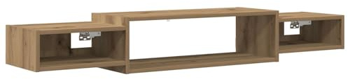 hliofuir Mobile TV a parete, 140 cm, mobile basso sospeso in legno, mensola da parete in rovere Artisan con 3 scomparti, moderno mobile TV per soggiorno e media, portata fino a 30 kg