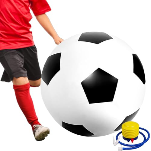 WENAUANG Balón de Fútbol Hinchable Gigante Extra Grande, Diámetro de 60 cm, Inflable con Bomba de Mano, Color Negro y Blanco para Vacaciones de Verano, Piscina, Fiestas, Playa para Adulto