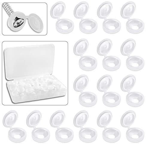 CZ Store Tappi Coprivite -✮✮GARANZIA A VITA✮✮- 60 Tappi Diametro - - Tappi Nascondi Vite in Plastica PVC, Bianchi, Rotondi - Tappo per Vite a Testa Piatta, Croce Stella - Scatola Inclusa