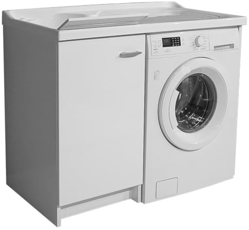Montegrappa Lavatoio e Coprilavatrice 109x60x89cm ASSE in Termoplastico Marella Bianco Sinistro con Cesto
