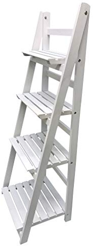 EAZYGOODS 4 Tier Ladder Shelf Display Unit Folding Book Stand Shelves Free Standing White