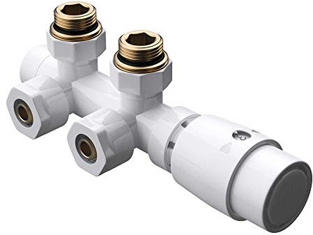 doporro Valvola di Collegamento di Design per Radiatori con Termostato Bianco Attacco Centrale 187 mm